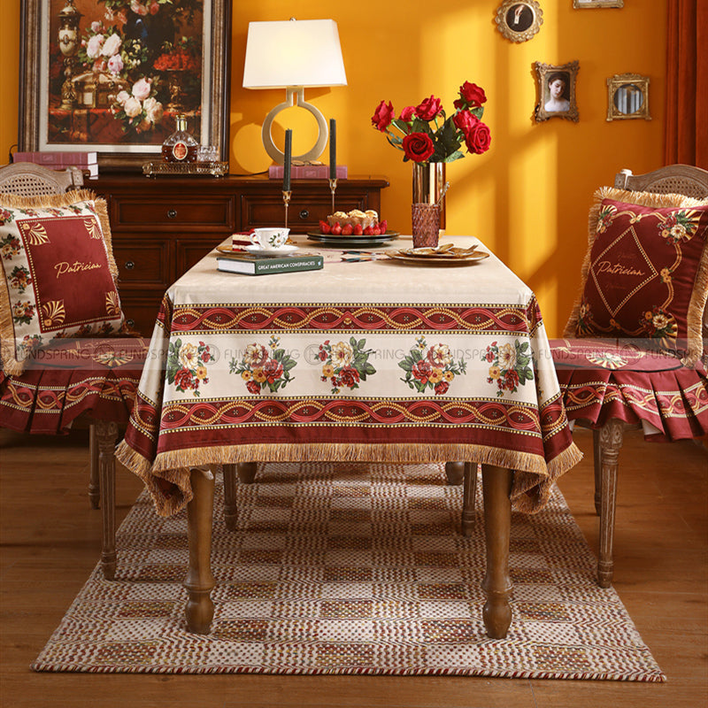 Red Shield Tablecloth Vintage Desk Cover Velvet Waterproof Table Cloth Red Shield Tablecloth Vintage Desk Cover Velvet Waterproof Table Cloth