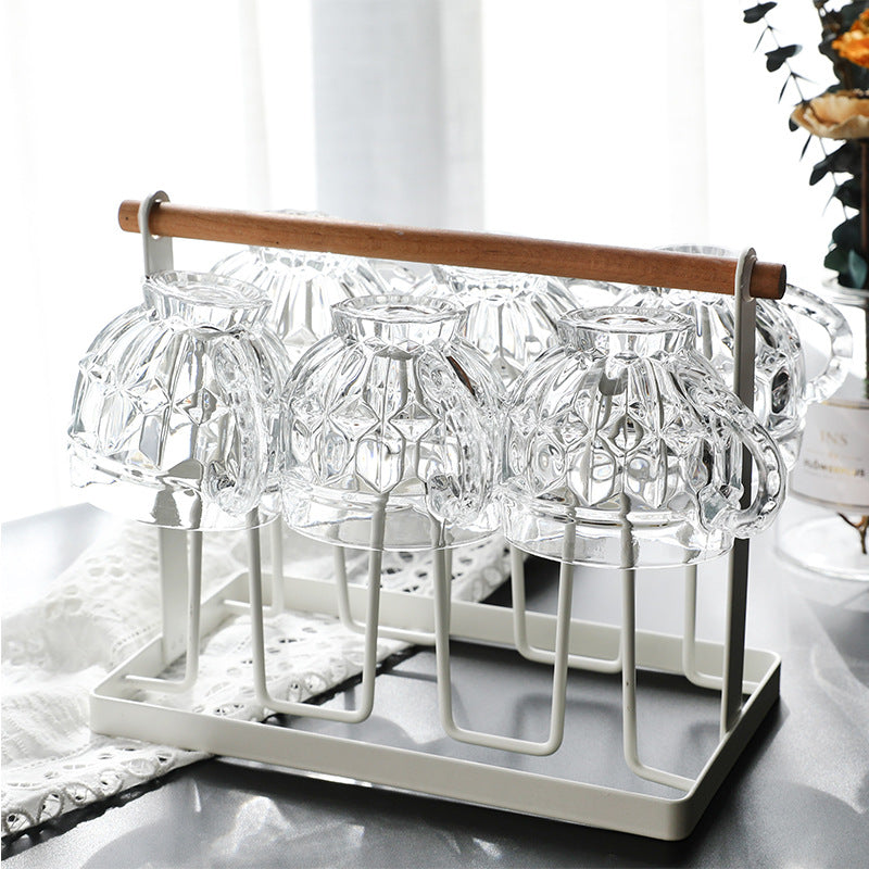 Glassy Comfort Deluxe: Heat-Resistant Glass Mugs with Handles, Includes Stylish Glass Tray and Rack Glassy Comfort Deluxe: Heat-Resistant Glass Mugs with Handles, Includes Stylish Glass Tray and Rack