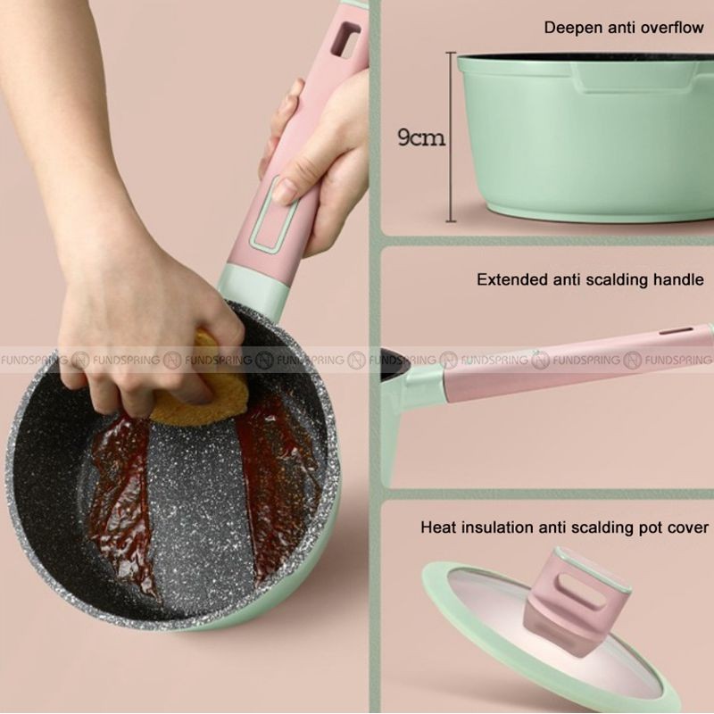 Kitchen Wok Antibacterial Non-stick Milk Pan Domestic Frying Pan Kitchen Wok Antibacterial Non-stick Milk Pan Domestic Frying Pan