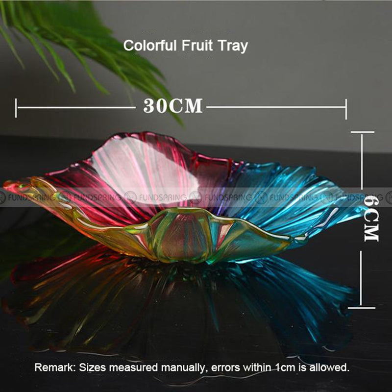 Glass Elegance: Modern Living Room Fruit Plate Large Size Petal Shape Plate Glass Elegance: Modern Living Room Fruit Plate Large Size Petal Shape Plate