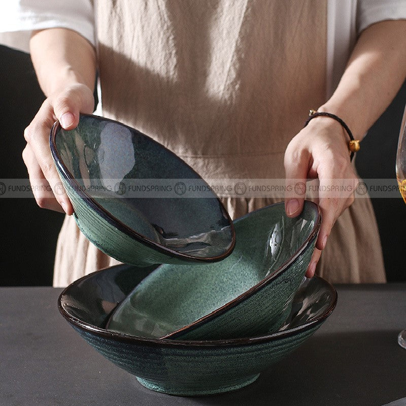 Kiln Glazed Ceramic Tableware Hat Shape Bowl Green Bowl Rice Bowl Kiln Glazed Ceramic Tableware Hat Shape Bowl Green Bowl Rice Bowl