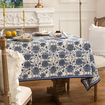 Blue Tangyun Grass Tablecloth Spun Line Desk Cover Vintage Table Cloth Blue Tangyun Grass Tablecloth Spun Line Desk Cover Vintage Table Cloth