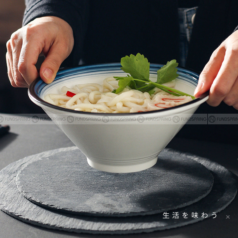 Ceramic Dinnerware Blue Trumpet Bowl Wide Mouth Bamboo Hat Bowl Ceramic Dinnerware Blue Trumpet Bowl Wide Mouth Bamboo Hat Bowl
