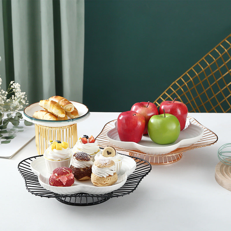 Nordic Dessert Display Stand: Creative Iron Rack with Cake Plate and Fruit Basket Nordic Dessert Display Stand: Creative Iron Rack with Cake Plate and Fruit Basket