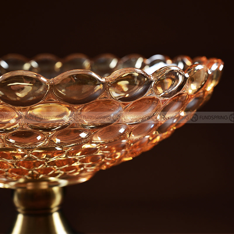 Golden Elegance: Gilded Crystal Glass Fruit Tray High-foot Serving Bowl Golden Elegance: Gilded Crystal Glass Fruit Tray High-foot Serving Bowl