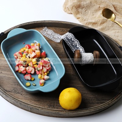 Ceramic Binaural Baking Tray Macaron Color Microwave Oven For Baking Ceramic Binaural Baking Tray Macaron Color Microwave Oven For Baking