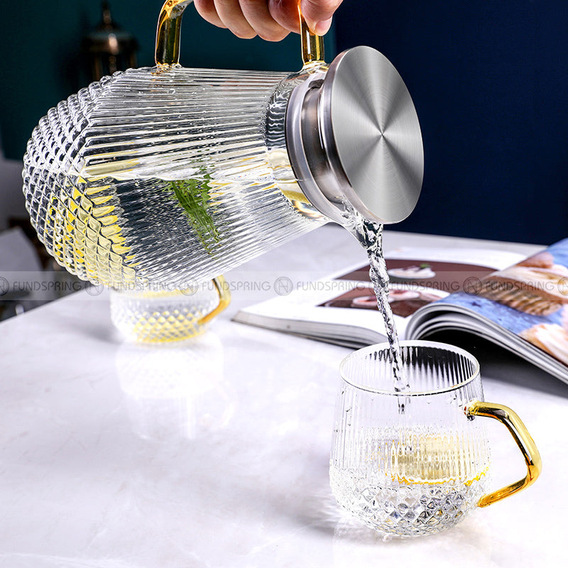 Thermal Elegance: Heat-Resistant Glass Mugs Set with Pitcher and Cups Thermal Elegance: Heat-Resistant Glass Mugs Set with Pitcher and Cups
