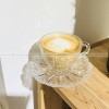 Crystal Glass Embossed Sun Flower Coffee Mug Cup and Saucer Set Crystal Glass Embossed Sun Flower Coffee Mug Cup and Saucer Set