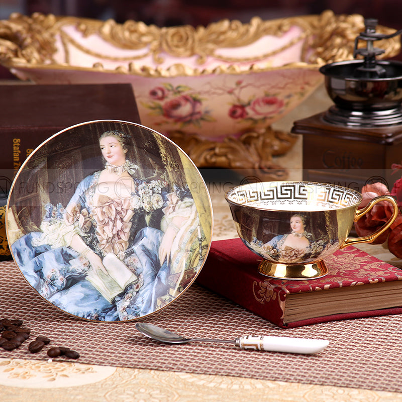 European Elegance: Bone China Coffee Cup with Ceramic Saucer European Elegance: Bone China Coffee Cup with Ceramic Saucer