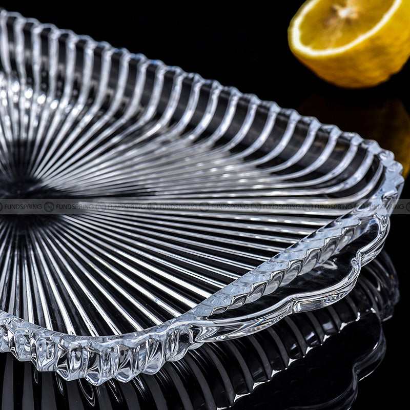Rectangular Vertical Striped Glass Fruit Tray Multiple Functions Plate Rectangular Vertical Striped Glass Fruit Tray Multiple Functions Plate