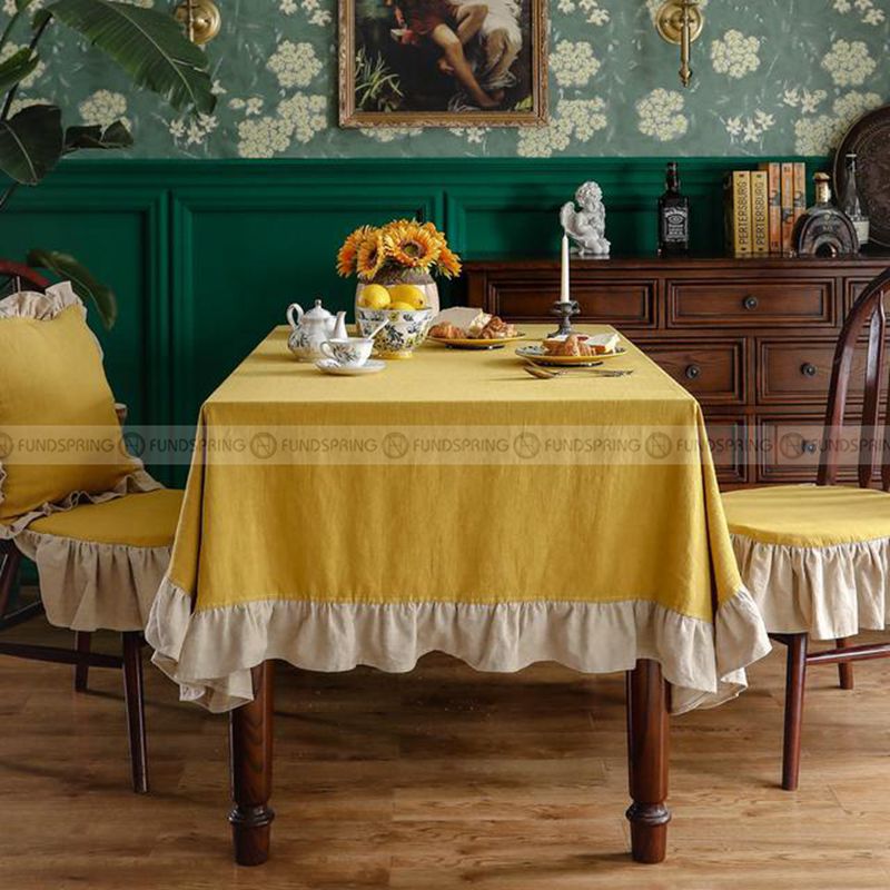 Combe Tablecloth Vintage Farmhouse Table Cover Lotus Leaf Tablecloth Combe Tablecloth Vintage Farmhouse Table Cover Lotus Leaf Tablecloth
