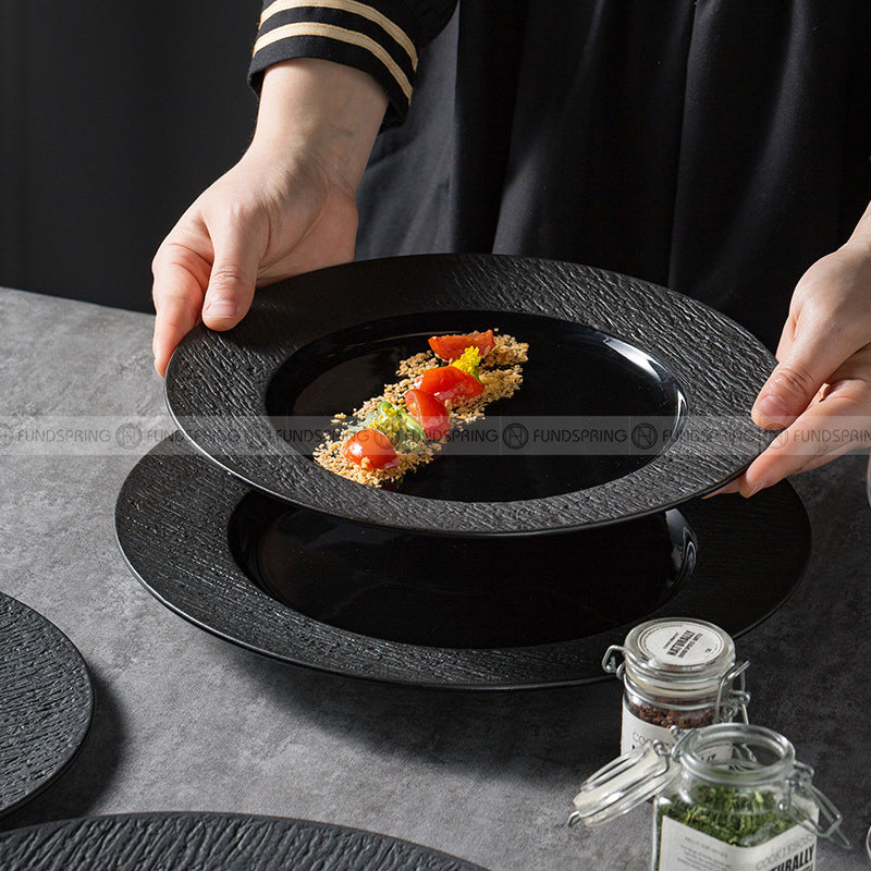 Mocaa Stone Series Black Dinner Plates Ceramic Dinnerware Plates Mocaa Stone Series Black Dinner Plates Ceramic Dinnerware Plates