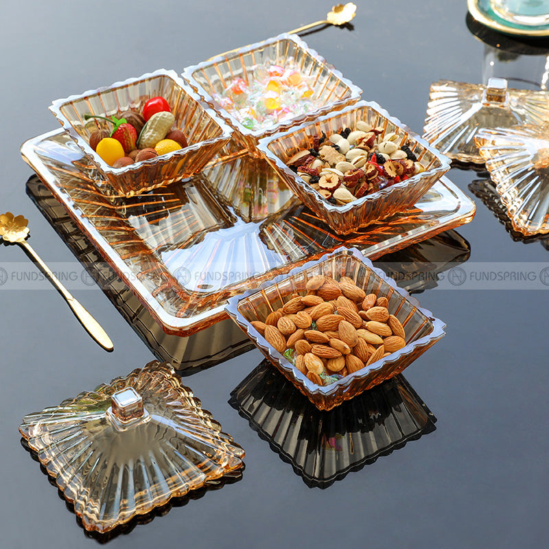 Glass Elegance: Dried Fruit & Nuts Crystal Jar Set with Lid - Stylish Storage Tank