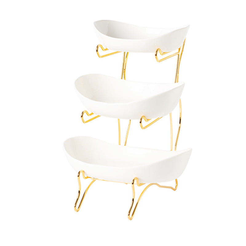 Elegant Ceramic Multi-layer Fruit and Dessert Plate for Afternoon Tea with Skewer Holder Elegant Ceramic Multi-layer Fruit and Dessert Plate for Afternoon Tea with Skewer Holder