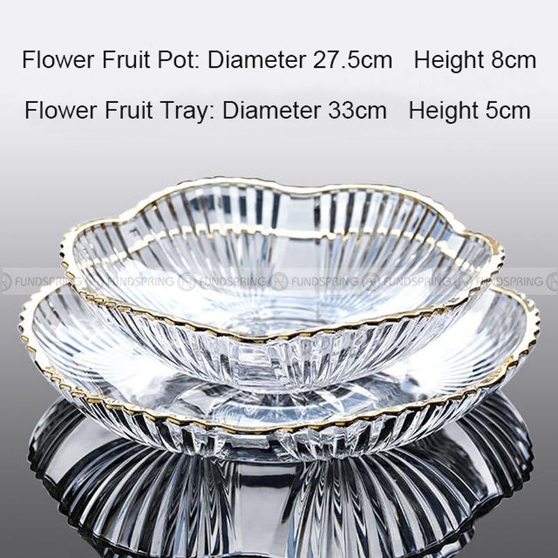 Elegant Glass Fruit Bowl Set with Minimalist Design and Golden Rim Elegant Glass Fruit Bowl Set with Minimalist Design and Golden Rim