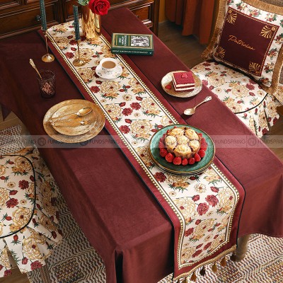Red Shield Table Runner Light Luxury Table Cover Decorative Cloth