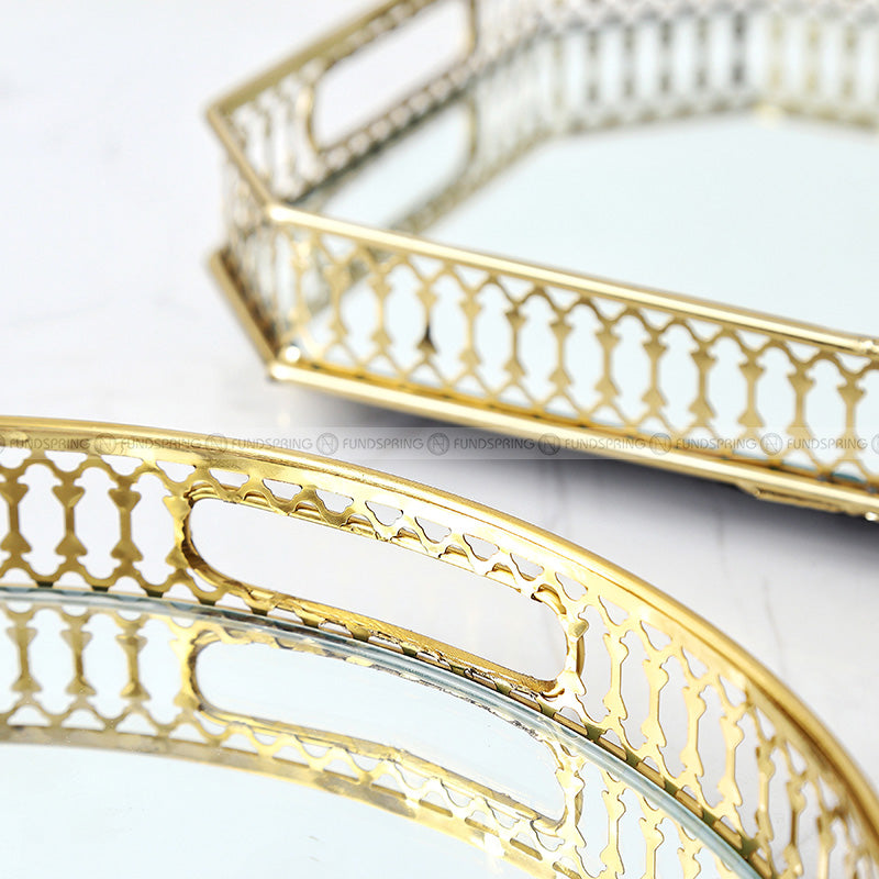 Cosmetics Storage Rack Decorative Metal Mirror Jewelry Display Tray Cosmetics Storage Rack Decorative Metal Mirror Jewelry Display Tray