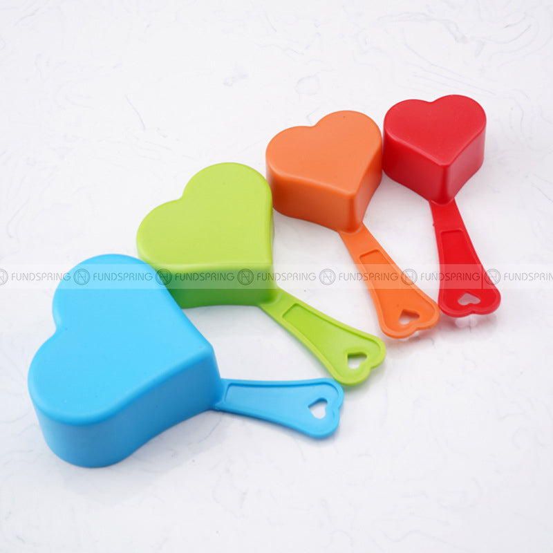 Food Grade Colored Plastic Measuring Spoon Heart-shaped Spoons 4 Pcs Food Grade Colored Plastic Measuring Spoon Heart-shaped Spoons 4 Pcs