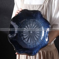 Blue/Green Glaze Dinnerware Lotus Leaf Large Bowl Soup Bowl 12" Blue/Green Glaze Dinnerware Lotus Leaf Large Bowl Soup Bowl 12"