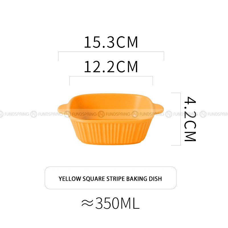 Ceramic Binaural Baking Platter Macaron Microwave Oven Baking Bowl Ceramic Binaural Baking Platter Macaron Microwave Oven Baking Bowl