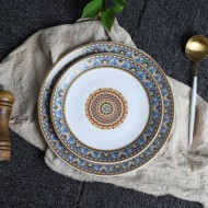 Ceramic Bohemian Dinnerware Set Creative Pattern Shallow Dinner Plate Ceramic Bohemian Dinnerware Set Creative Pattern Shallow Dinner Plate