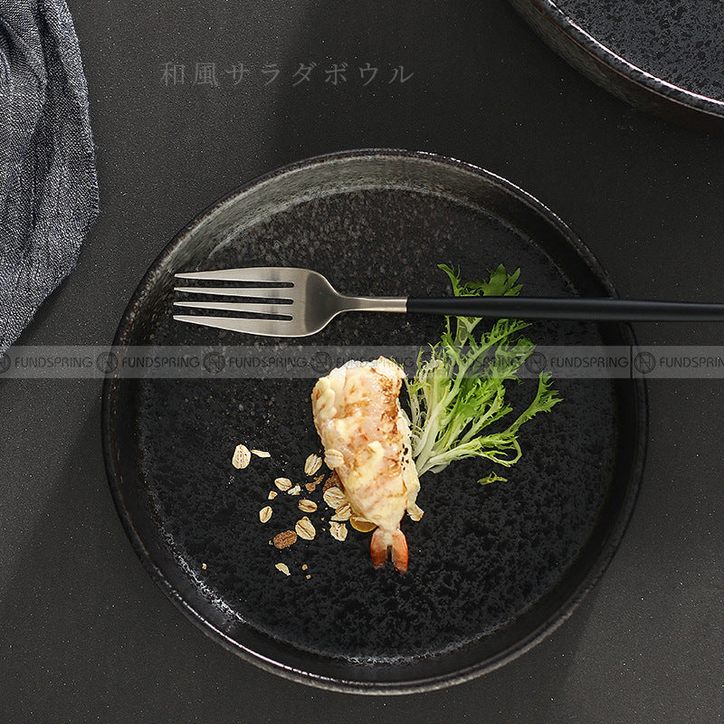 Ceramic Deep Dish Shallow Bowl Straight Bowl Flat Bottom Black Plate Ceramic Deep Dish Shallow Bowl Straight Bowl Flat Bottom Black Plate