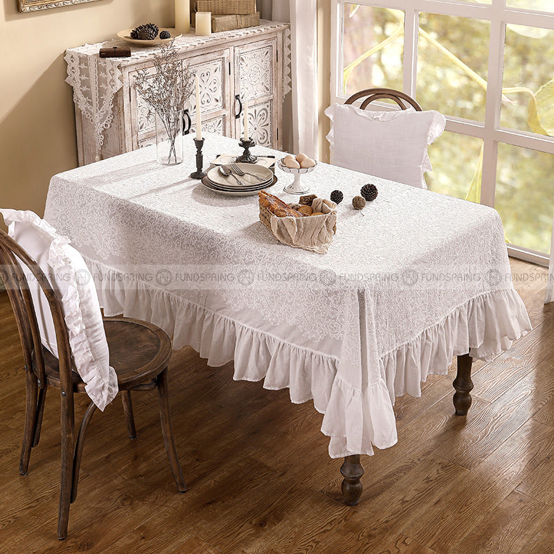 Lucerne Tablecloth Light Luxury Desk Cover White Lace Dining Table Cloth Lucerne Tablecloth Light Luxury Desk Cover White Lace Dining Table Cloth