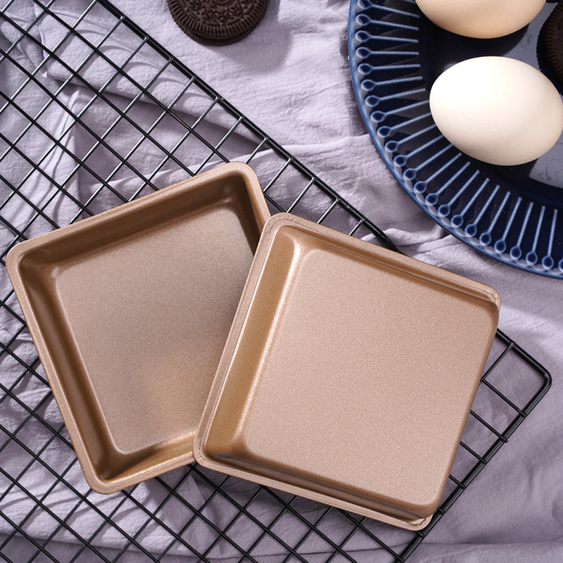 Golden Nonstick 4-Inch Square Baking Pan Bread Mold - Set of 2 Cake Plates Golden Nonstick 4-Inch Square Baking Pan Bread Mold - Set of 2 Cake Plates