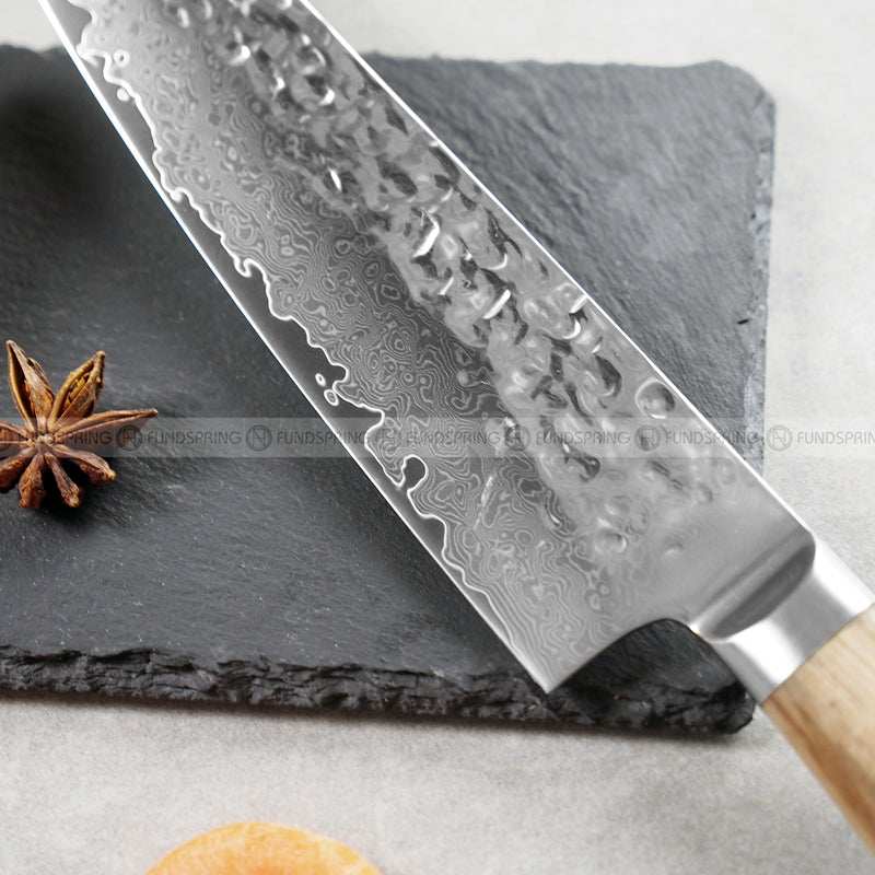 Hammer Grain 8-Inch Steel Knife Log Handle Multi-purpose Cooking Knife Hammer Grain 8-Inch Steel Knife Log Handle Multi-purpose Cooking Knife