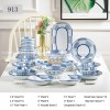 Japanese Ceramic Dinner Set Blue and White Dinnerware Set 46-Piece