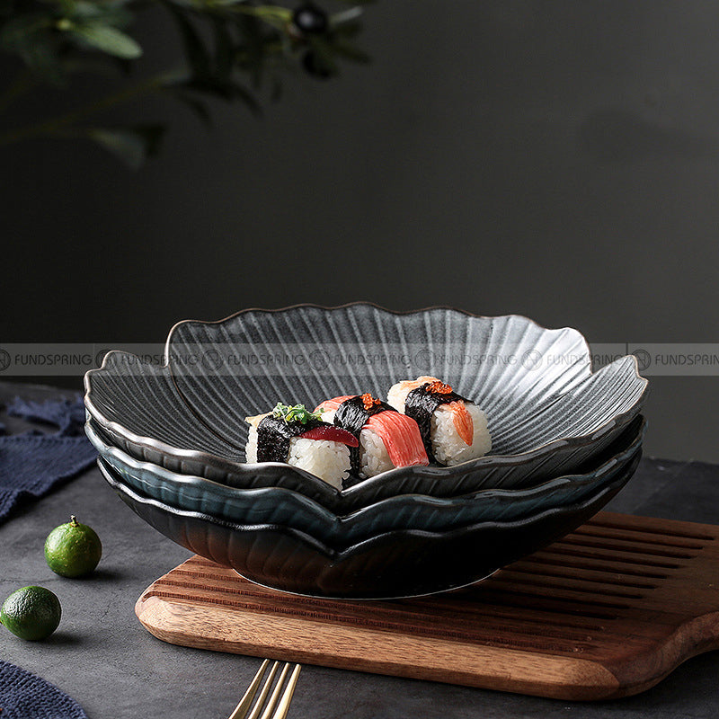 Lotus Leaf Ceramic Tableware Lace Bowl 10 Inches Flower Bowl Lotus Leaf Ceramic Tableware Lace Bowl 10 Inches Flower Bowl