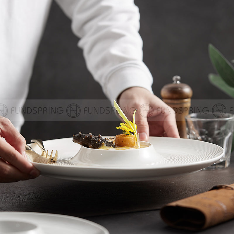 Weiss Series Dinnerware Collection White Volcano Plate Ceramic Disc Weiss Series Dinnerware Collection White Volcano Plate Ceramic Disc