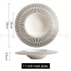 Designer Dinnerware Collection Weiss Series Grey/White with Gold Ring Ceramic Shallow Plate Designer Dinnerware Collection Weiss Series Grey/White with Gold Ring Ceramic Shallow Plate