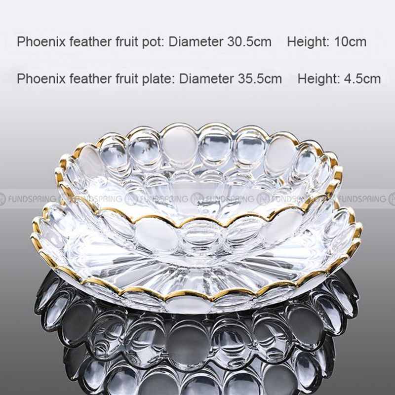 Elegant Glass Fruit Bowl Set with Minimalist Design and Golden Rim Elegant Glass Fruit Bowl Set with Minimalist Design and Golden Rim