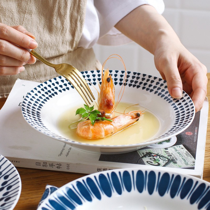 Japanese Blue Series Tableware Ceramic Dinnerware Dinning Plates 8'' Japanese Blue Series Tableware Ceramic Dinnerware Dinning Plates 8''