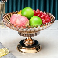 Contemporary High-Foot Crystal Glass Fruit Bowl for a Stylish Table Display Contemporary High-Foot Crystal Glass Fruit Bowl for a Stylish Table Display