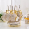 Tea Set with Infuser and Warmer Grey Gold Infinite Grid Bone China Flower Teapot Set - 14 Pieces Tea Set with Infuser and Warmer Grey Gold Infinite Grid Bone China Flower Teapot Set - 14 Pieces