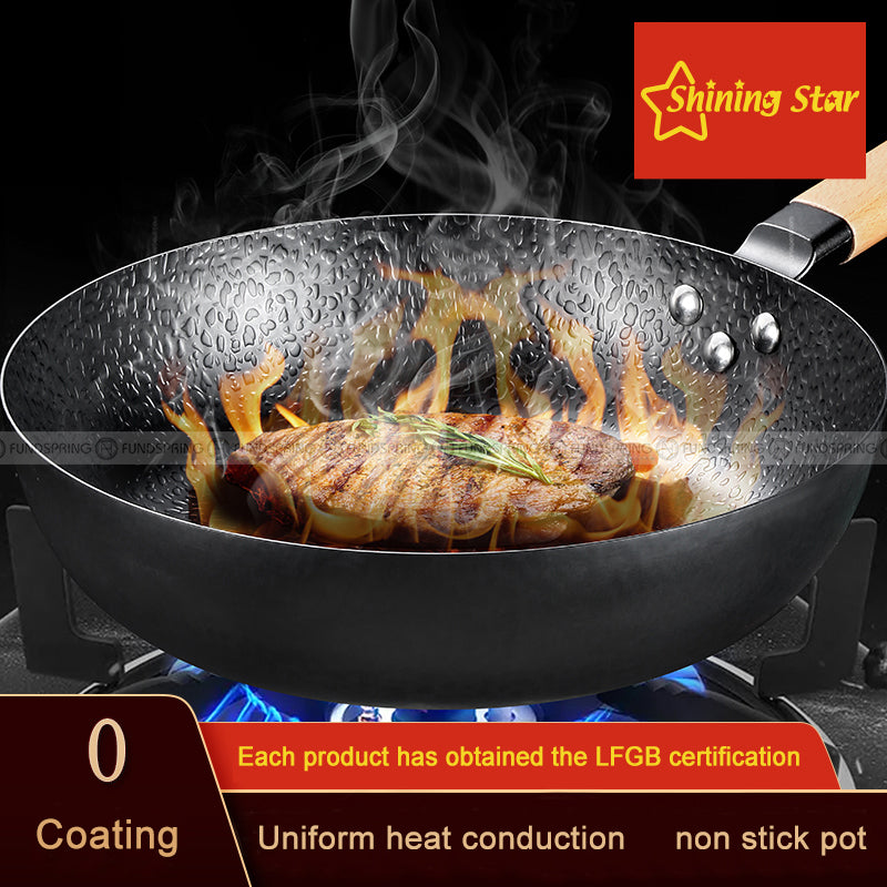 Uncoated Non-Stick Iron Skillet Wok Cast Iron Frying Pan Without Cover Uncoated Non-Stick Iron Skillet Wok Cast Iron Frying Pan Without Cover