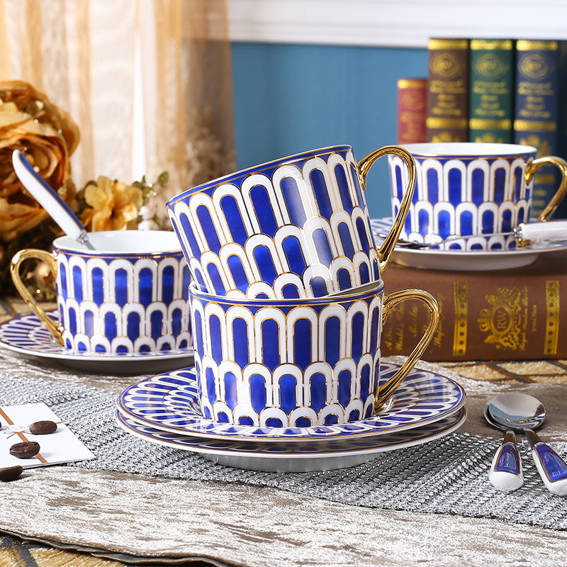 European Ceramic Tea Set - 15 Piece Bone China Coffee Cup and Saucer Set European Ceramic Tea Set - 15 Piece Bone China Coffee Cup and Saucer Set