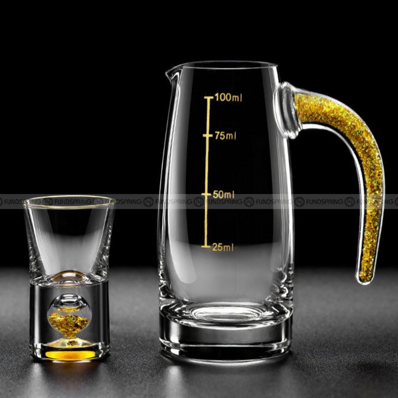 Liquor Dispenser With Gold Foil Handle Glass Dispenser With Scale