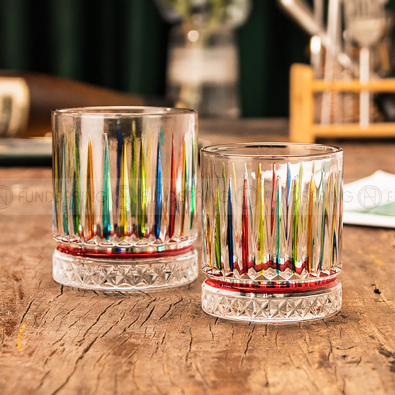 Contrast Color Stripe Glass Cups Painted Water Cup Whiskey Glass Contrast Color Stripe Glass Cups Painted Water Cup Whiskey Glass