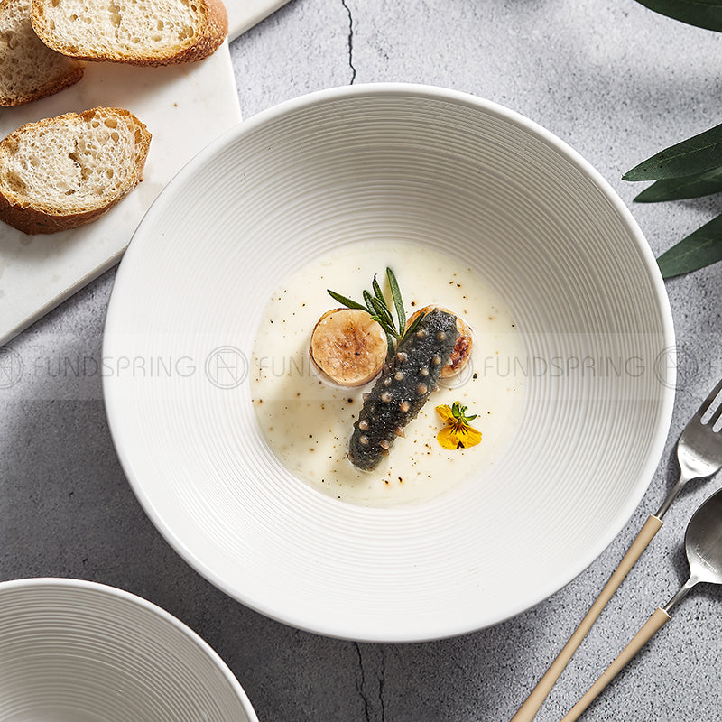 Nordic Ceramic Underglaze Dinnerware Weiss Series White Trumpet Bowl Nordic Ceramic Underglaze Dinnerware Weiss Series White Trumpet Bowl