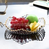 Elegant Glass Fruit Bowl Set with Minimalist Design and Golden Rim Elegant Glass Fruit Bowl Set with Minimalist Design and Golden Rim