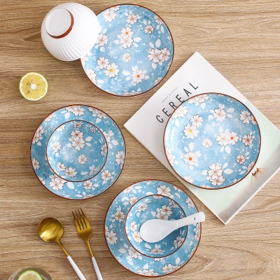 Snow Sakura Veritcal Pattern Tableware Ceramic Dinnerware Set
