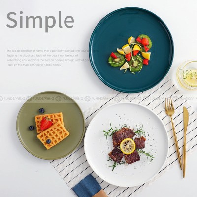 Nordic Ceramic Flat Plate Fruit Salad Plate Matte Shallow Plate Nordic Ceramic Flat Plate Fruit Salad Plate Matte Shallow Plate