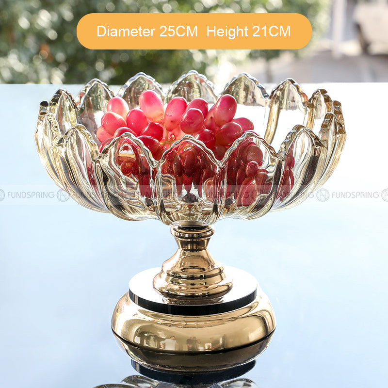 European Glass High-Foot Fruit Bowl: Stylish Living Room Snack and Nuts Pot European Glass High-Foot Fruit Bowl: Stylish Living Room Snack and Nuts Pot