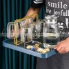 Nordic Elegance Glass Mugs: Vertical Stripes Tea & Coffee Cups with Handle Nordic Elegance Glass Mugs: Vertical Stripes Tea & Coffee Cups with Handle