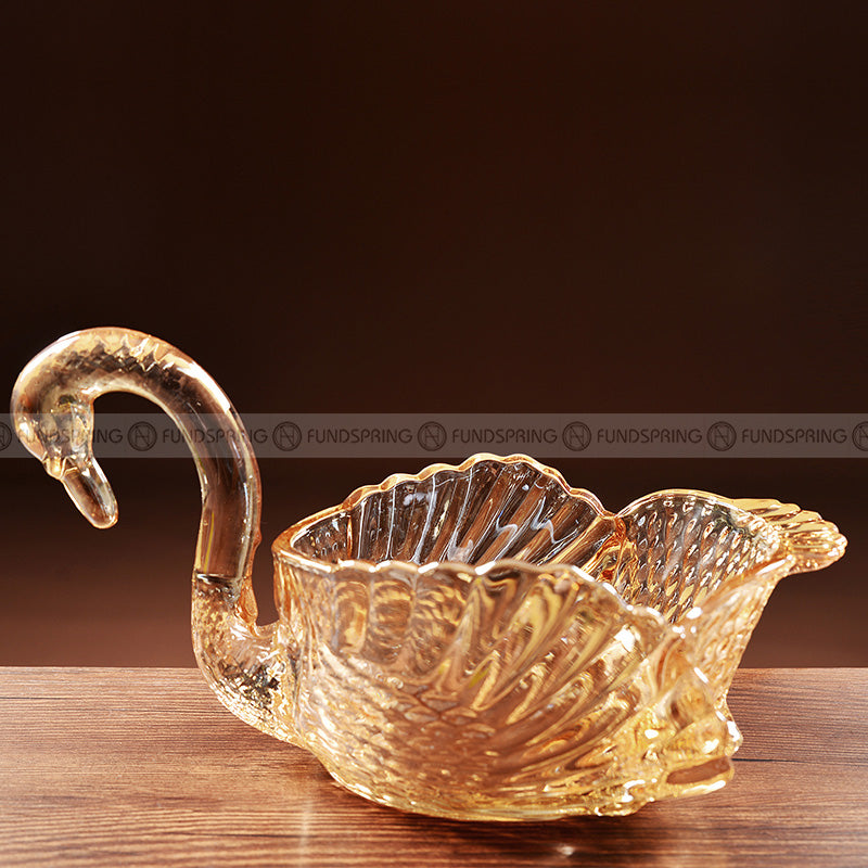European Fruit Pot Snack Plate Crystal Glass Swan Fruit Bowl European Fruit Pot Snack Plate Crystal Glass Swan Fruit Bowl