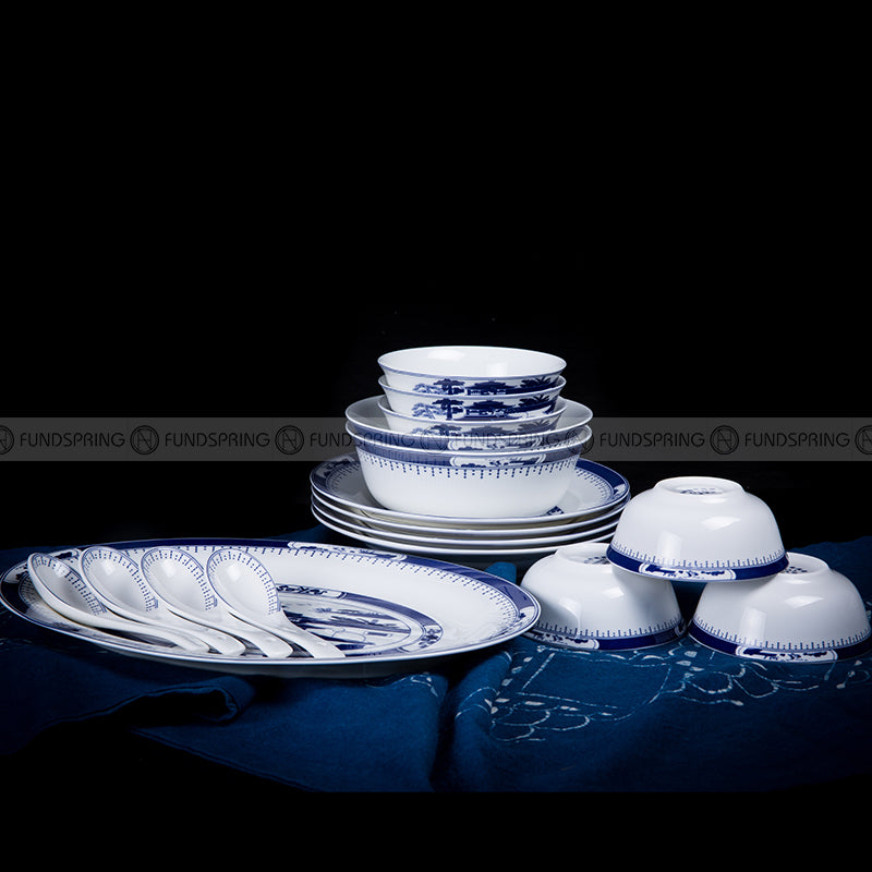 Pavilion Sycamore Tableware Blue And White Ceramic Dinnerware 46 Pcs Pavilion Sycamore Tableware Blue And White Ceramic Dinnerware 46 Pcs