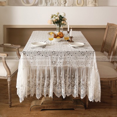 Tourte Lace Embroidered Hollow Tablecloth White Desk Cover Table Cloth Tourte Lace Embroidered Hollow Tablecloth White Desk Cover Table Cloth
